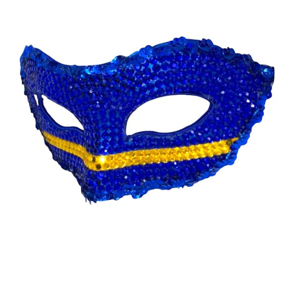 Curaçao Masquerade Mask covered in crystal rhinestones - Picture 3 of 3